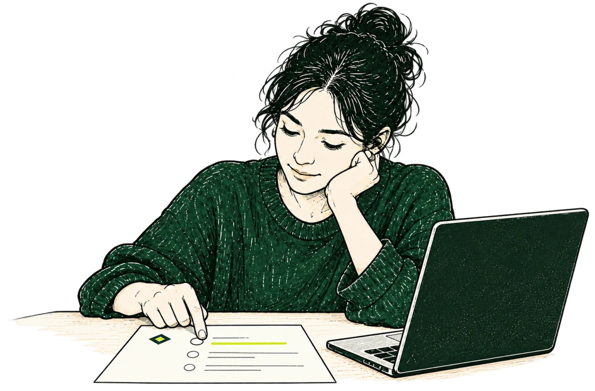 A person checking the reasons behind a piece of work
